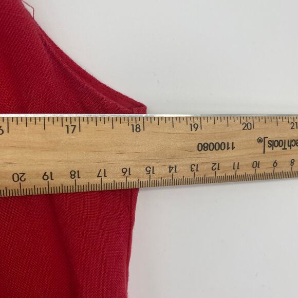 Coldwater Creek Dress Women’s 14 Red Linen Bicycle Embroidered Whimsical - Picture 5 of 8